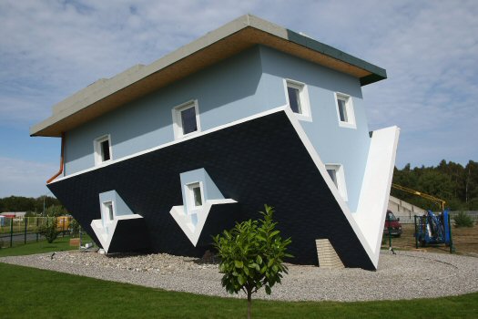 an upside down house.